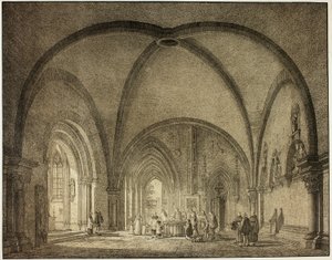 ドイツの記憶に残る中世の建物のコレクションから、マインツの大聖堂の洗礼堂と回廊 作： Domenico Quaglio