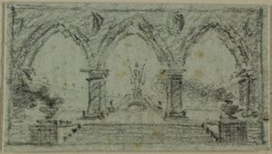 ゴシック・アーチのあるポーチ 作： Domenico Quaglio