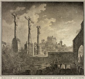 ニュルンベルク市街を望む聖ヨハネ墓地（ドイツ中世建造物コレクションより 作： Domenico Quaglio