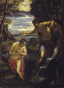 キリストの洗礼 - キリストの洗礼 - ティントレット、ドメニコ (1560-1635) - 1585年頃 - キャンバスに油彩 - 137x105 - プラド美術館、マドリッド 作： Domenico Robusti Tintoretto