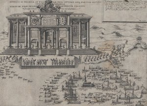 1574 年、フランス国王およびポーランド国王アンリ 3 世のベネチア入城。 作： Domenico Zenoi