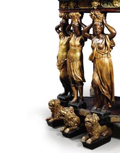 ルイ14世のキャビネットオンスタンド（金銅、ピエトラデュラ、べっ甲、灰、黒檀、小包金）（1766355-7も参照） 作： Domenico and Gobelins workshop (attr. to) Cucci