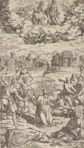 聖シュテファンの投石、16 世紀。 作： Domenico del Barbiere