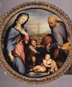 1515年頃、洗礼者ヨハネと聖家族 作： Domenico di Pace Beccafumi  