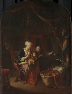 子供に乳房を与える母親 作： Domenicus van Tol