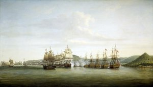 アメリカ独立戦争（またはアメリカ独立戦争）1775年〜1783年：12月15日、西インド諸島のフランス領セントルシア島におけるサミュエル・バリントン少佐の作戦 作： Dominic Serres
