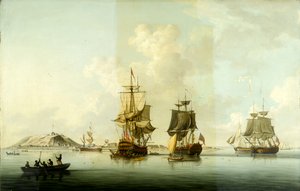 1758年12月29日、ゴレへの攻撃：戦闘後の停泊中の船 作： Dominic Serres