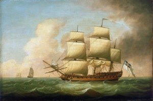 イギリスのフリゲートドミニク・セレス（1719-1793）作、キャンバスに油彩。 作： Dominic Serres