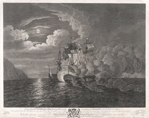 1782年12月12日、フェロル沖でのHMS「メディエーター号 作： Dominic Serres