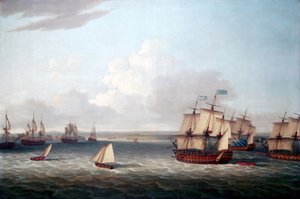七年戦争（1756-1763）：8月21日、イギリス艦隊がハバナ（キューバ）に入港。 作： Dominic Serres