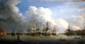 七年戦争（1756-1763）：ハバナ（キューバ）におけるスペイン艦隊の拿捕、1762年8月と9月。ドミニク・セレス（1722-1793）作、キャンバスに油彩、18世紀半ば。 作： Dominic Serres