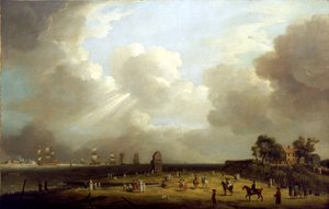 シャーロット王女（1766-1828）のハリッジ到着、1761年9月。キャンバスに油彩 作： Dominic Serres