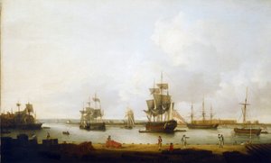 ポーツマス（イギリス）の大砲埠頭沖の軍艦