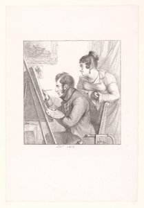 女性が見ているアーティストの自画像 作： Dominique Vivant Denon (baron)