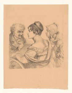 2 人の若い女性をモデルにしたアーティストの自画像
