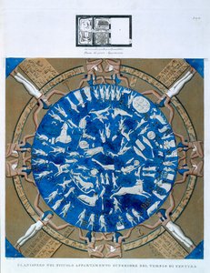 エジプトc.1802、ハトホル神殿のチャペルの天井から見た、デンダラの黄道帯の星座星座。