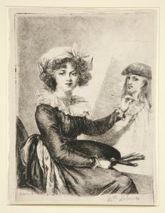 Louise-Elisabeth Vigé-Lebrun (Mlle Lebrun)、ウフィツィ美術館の 1790 年の自画像の後、およびその逆