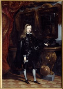 スペインのチャールズ2世（1661-1700）の足元の肖像 フアン・デ・カレノ・ミランダ（1614-1685）の絵 作： Don Juan Carreno de Miranda