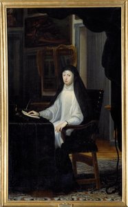女王メアリー・アン・オブ・オーストリア未亡人（1634年～1696年）の肖像。フアン・カレノ・デ・ミランダ（1614-1685）の絵 Ec.Esp 作： Don Juan Carreno de Miranda