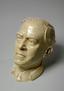 男の胸像、1934年頃（艶をかけられたセラミック） 作： Donald Hastings