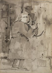 猫を腕に抱えて 作： Donatella Merlo