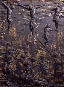 キリストの磔刑」 1465年頃 ドナテッロ（1386～1466年頃）作 ダマスキン・ブロンズ・レリーフ 93x70cmイタリア 作： Donatello