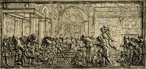 イタリア、ヴェネト州パドヴァ、パドヴァの聖アンソニー聖堂、ドナテッロのブロンズ・レリーフ、『Le cento citta d
