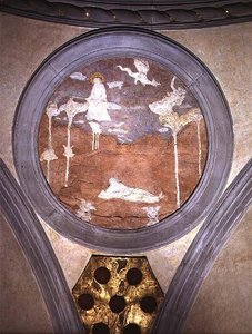パトモス島の聖ヨハネ、スパンドレル・メダイヨン、1425年頃（石膏） 作： Donatello