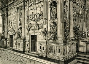 Donato Bramante（1444-1514）が設計した聖なる家の大理石のスクリーン、聖なる家の聖域、ロレート、マルケ、イタリア 作： Donato Bramante