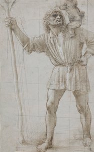 幼児イエスと聖クリストファー、c。 1490（シルバーポイント、白で強調、ライトグレーの準備された紙に） 作： Donato Bramante