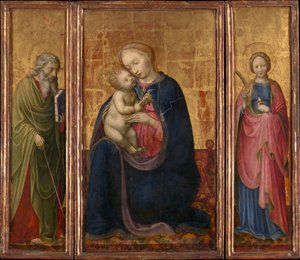 聖フィリップとアグネスと一緒のマドンナとチャイルド, ca. 1425-30。 作： Donato de