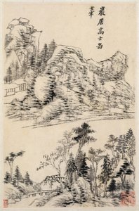 1630年の古い主人の後の風景。 作： Dong Qichang