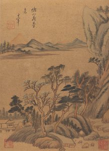 おそらく1625年以降の17世紀の風景と詩。 作： Dong Qichang