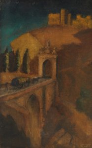 橋のある山の風景（verso）、1910年頃（キャンバスに油彩） 作： Dora (attr. to) Carrington