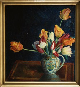 スタッフォードシャージャグのチューリップ（キャンバスに油彩） 作： Dora Carrington