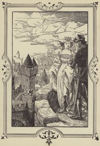 "Annoure brought the King upon the battlements" (litho) 作： Dora Curtis