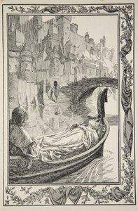 ベアトリス・クレイの「アーサー王と円卓の騎士の物語」からの挿絵。 作： Dora Curtis
