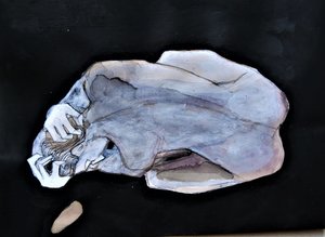 瞑想にふける青い人物像 作： Doris Schmitz