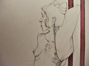 瞑想する女性のスケッチ