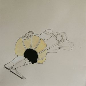 瞑想する黄色い人物像 作： Doris Schmitz