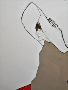 フードを被った女性の横顔 作： Doris Schmitz