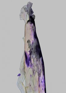 物思いにふける、ドレープをまとった女性 作： Doris Schmitz