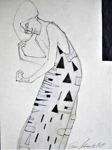 物思いにふける幾何学的な女性 作： Doris Schmitz