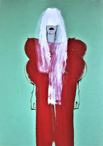 白い髪と赤いドレス 作： Doris Schmitz