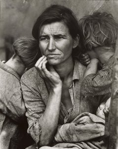 [カリフォルニア州ニポモ、移民の母のコピー・プリント］ 作： Dorothea Lange