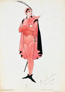 チャールズ・グノーによるファウストのメフィストフェレスの衣装、カールトン・スミスによるスケッチ、1911年、20世紀のパフォーマンス 作： Dorothy Carleton Smyth