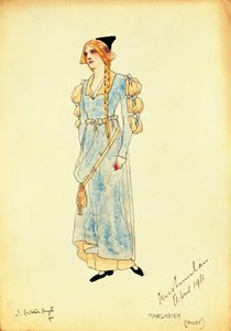 カールトン・スミスによる、ファウストのパフォーマンスのためのマルグリットの衣装スケッチ 作： Dorothy Carleton Smyth