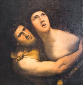 Sátiro e ninfa (óleo sobre tela) 作： Dosso (after) Dossi