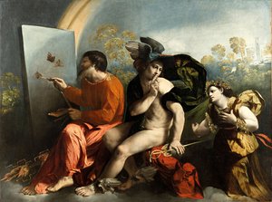 木星、水星、そして美徳の木星画の蝶 作： Dosso Dossi