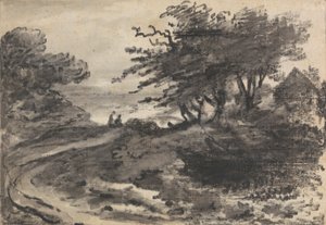 木と二人の人物のある風景 作： Dr. Thomas Monro